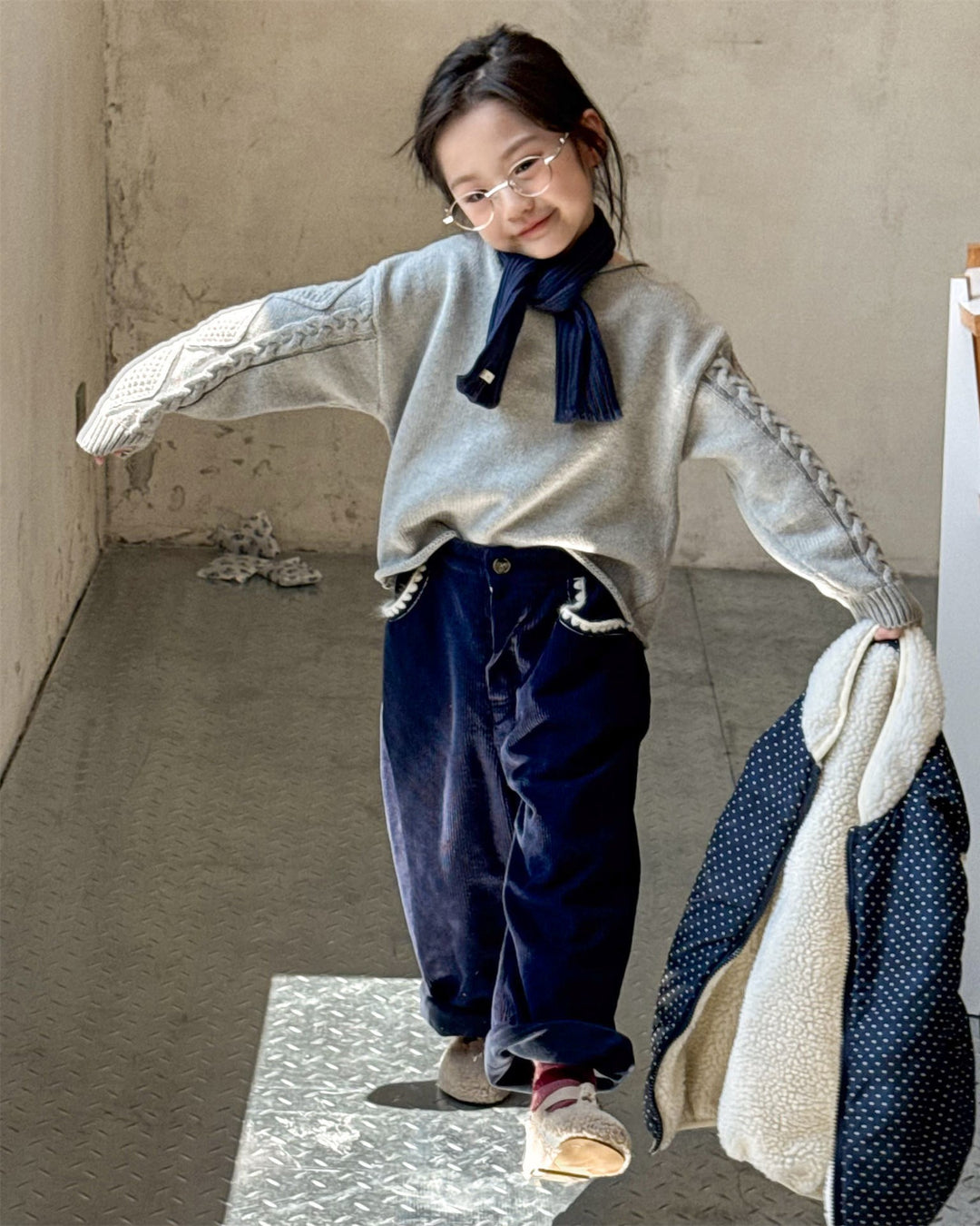 ステッチコーデュロイ裏起毛パンツ