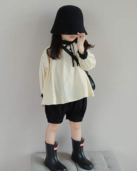 バイカラースモックブラウス