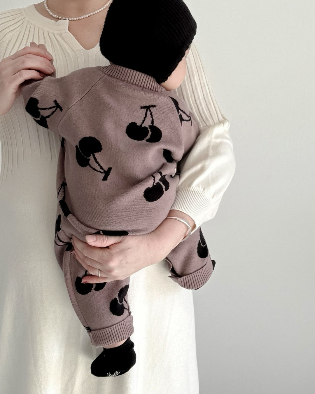 ジャガードニットロンパース