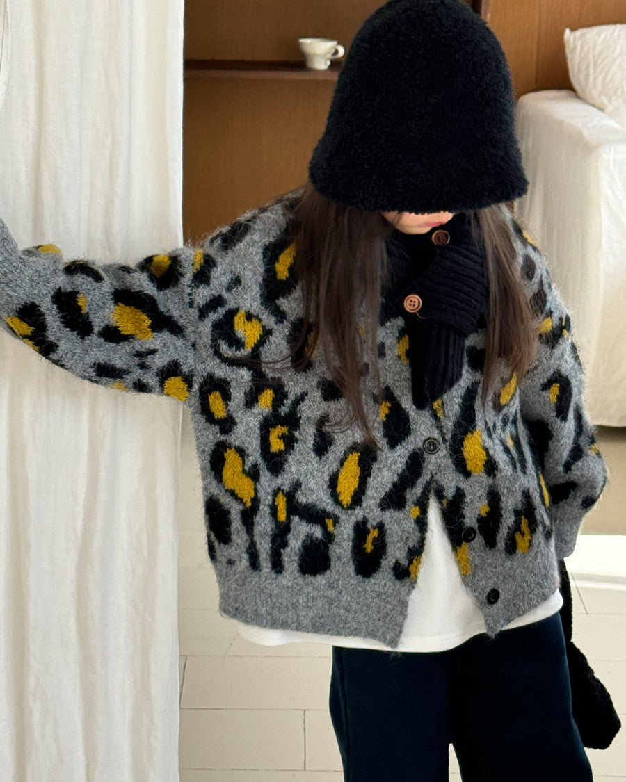 レオパードニットカーディガン