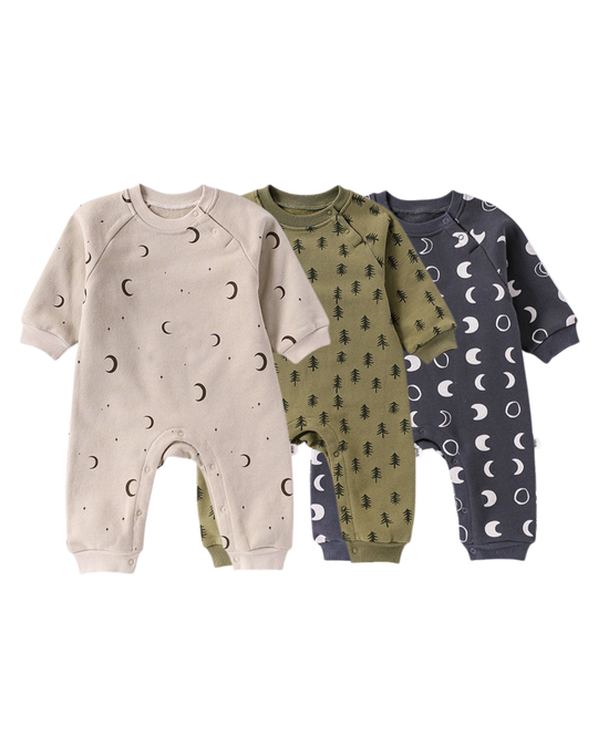 裏フランネルプリントロンパース