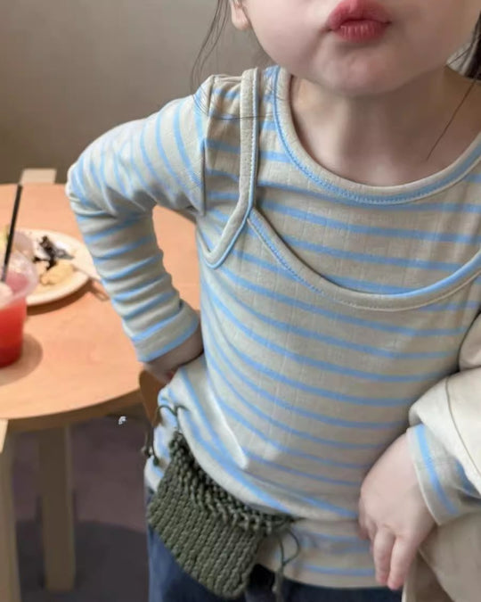 キャミレイヤードボーダートップス