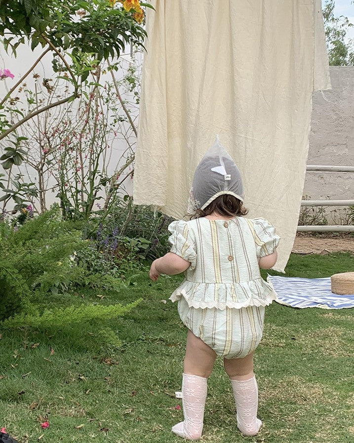 マルチストライプリンクルロンパース