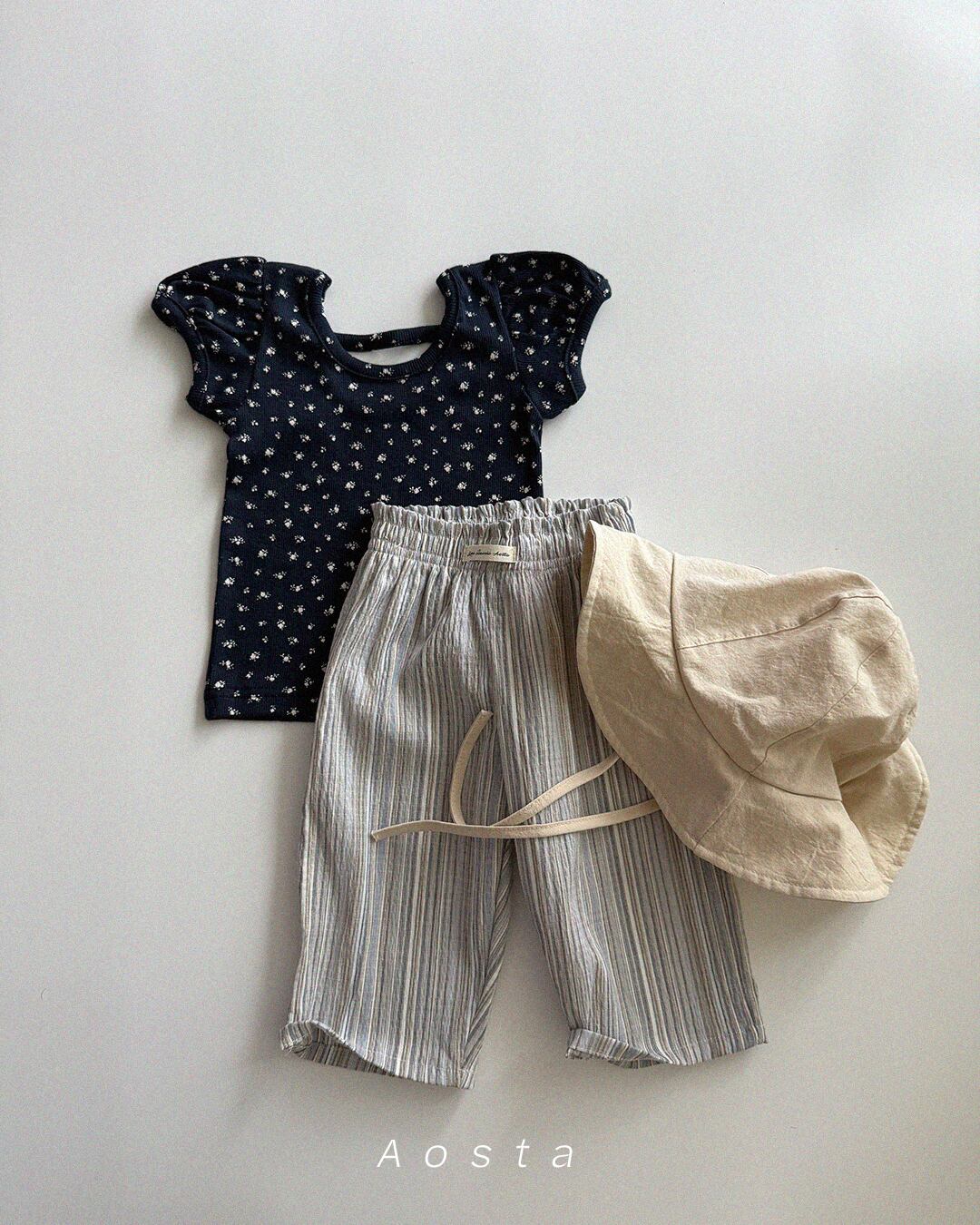 [aosta]open back puff blouse