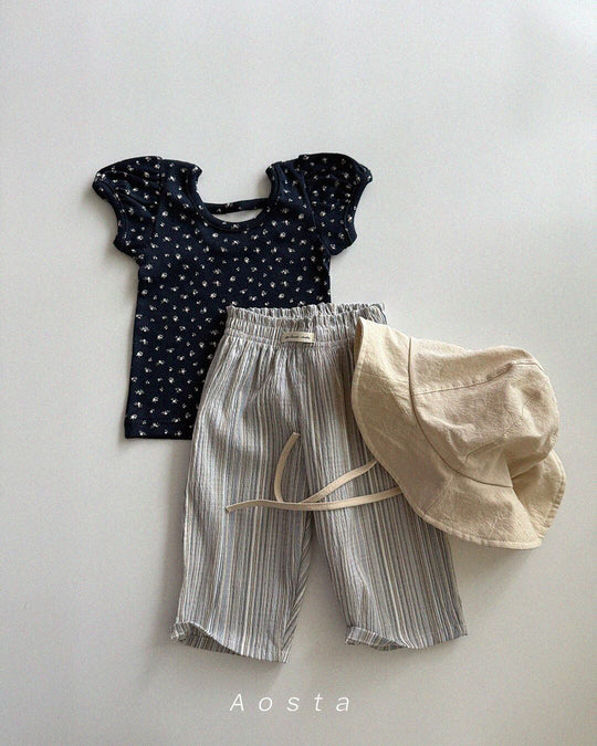 [aosta]open back puff blouse