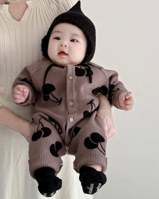 ジャガードニットロンパース