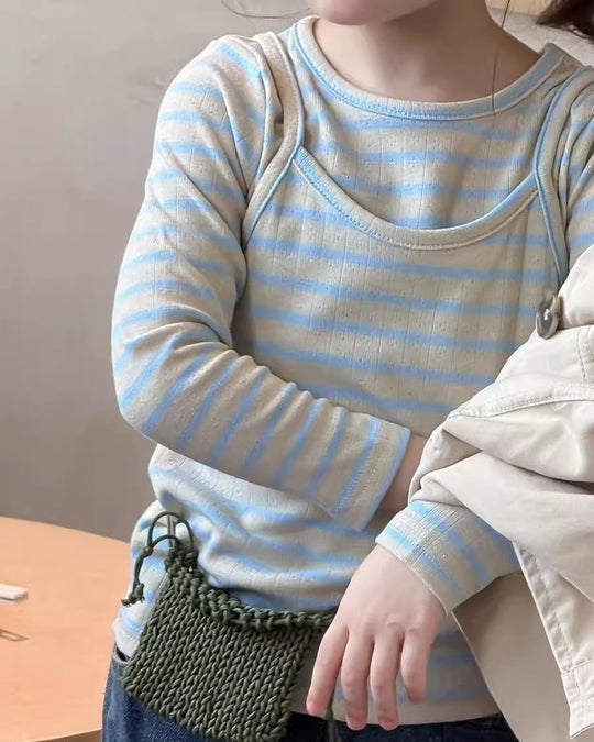 キャミレイヤードボーダートップス