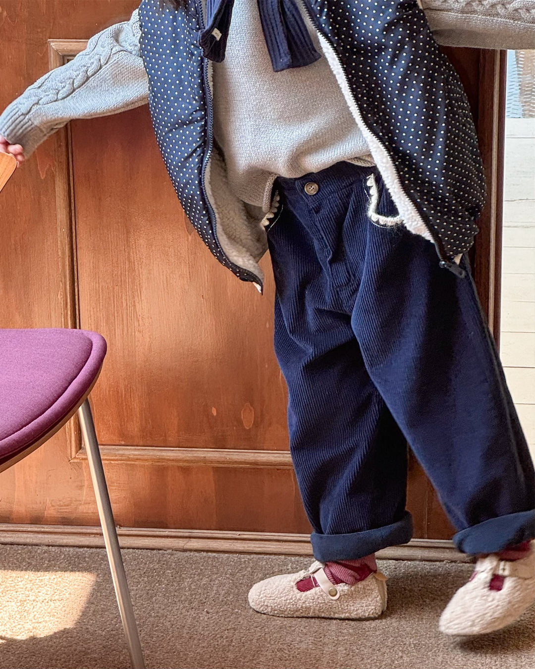 ステッチコーデュロイ裏起毛パンツ