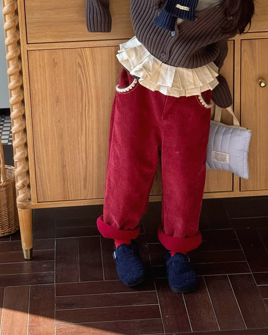 ステッチコーデュロイ裏起毛パンツ