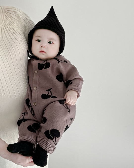 ジャガードニットロンパース