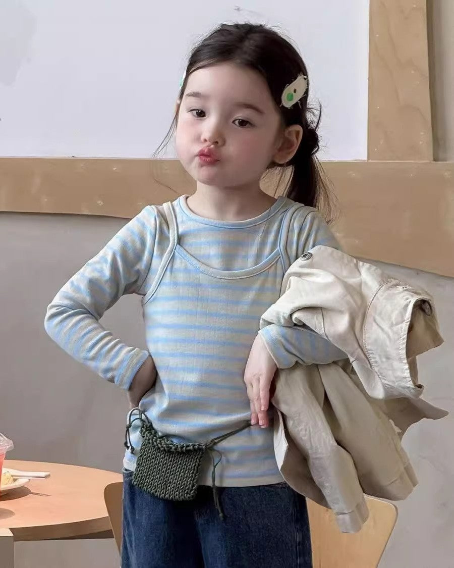 キャミレイヤードボーダートップス