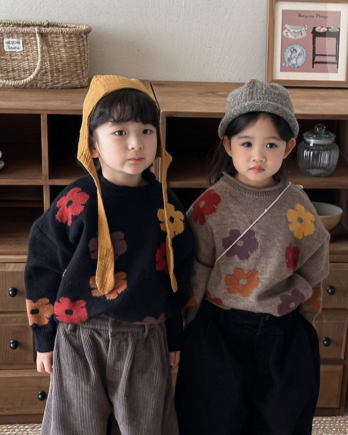 フラワージャガードニット