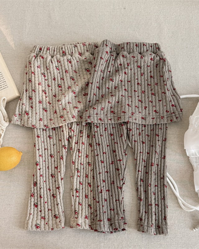 小花柄スカートリブパンツ