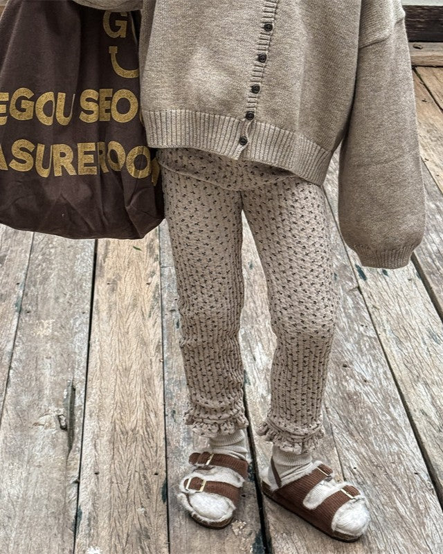 小花柄リブ裏起毛レギパン