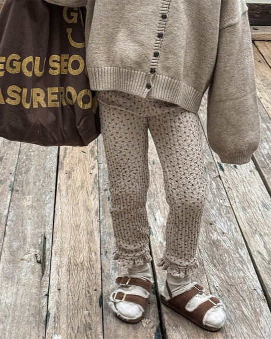 小花柄リブ裏起毛レギパン