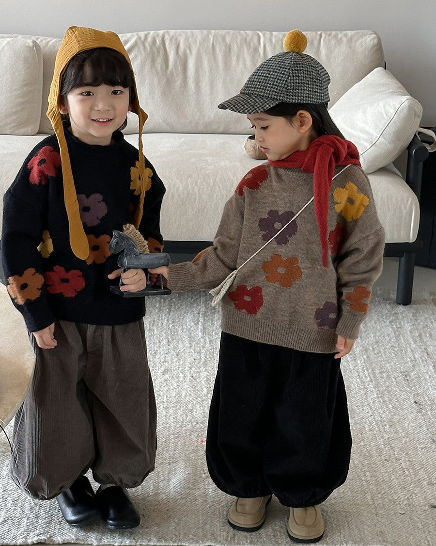 フラワージャガードニット