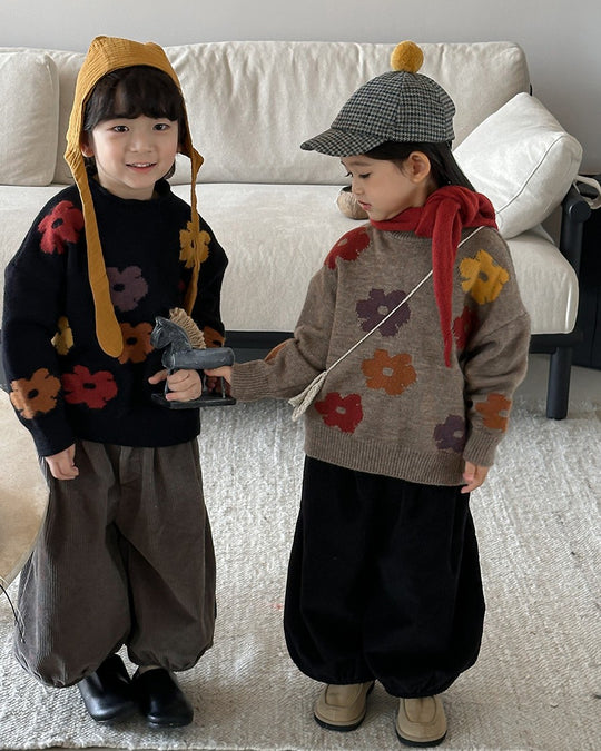 フラワージャガードニット