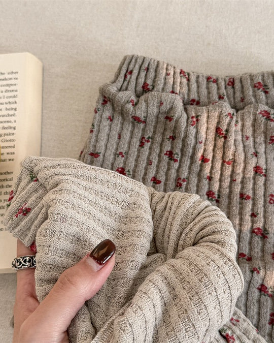 小花柄スカートリブパンツ