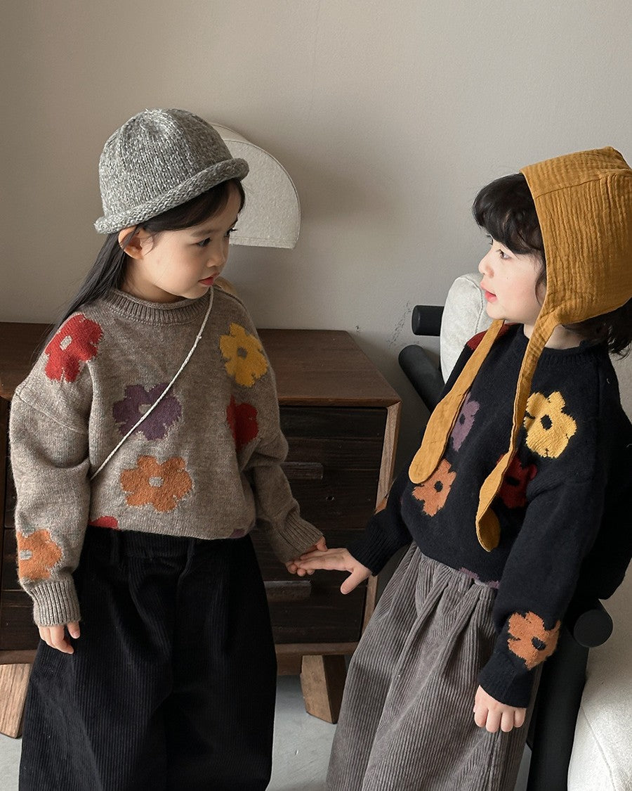 フラワージャガードニット