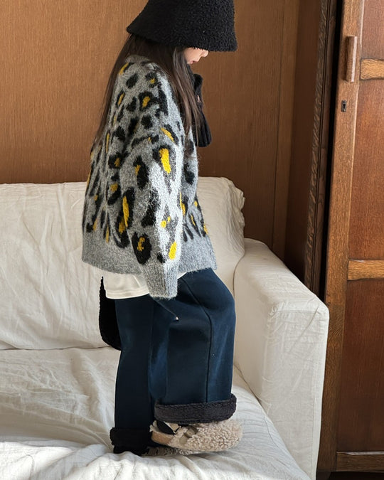 レオパードニットカーディガン