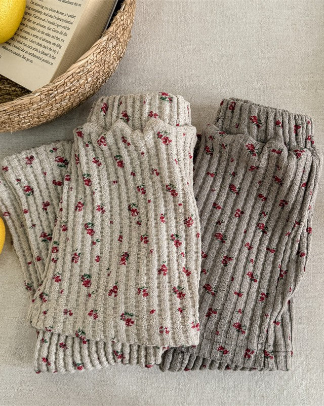 小花柄スカートリブパンツ