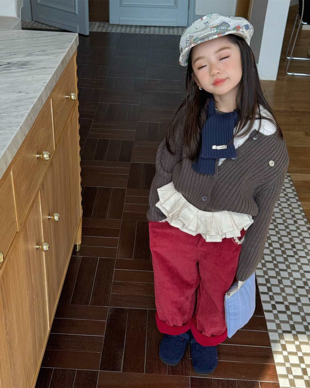 ステッチコーデュロイ裏起毛パンツ