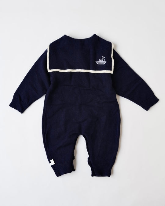 セーラーカラーニットカバーオール