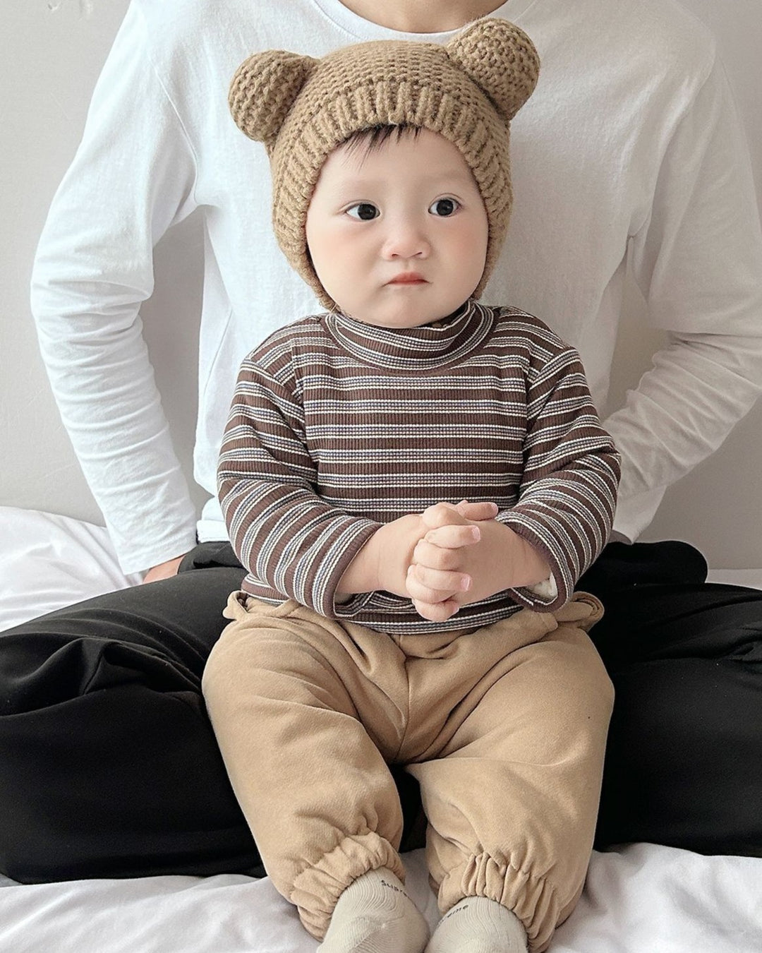 裏起毛マルチボーダートップス