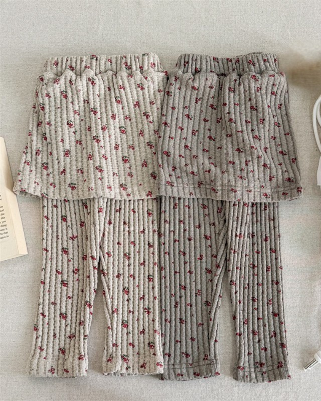 小花柄スカートリブパンツ