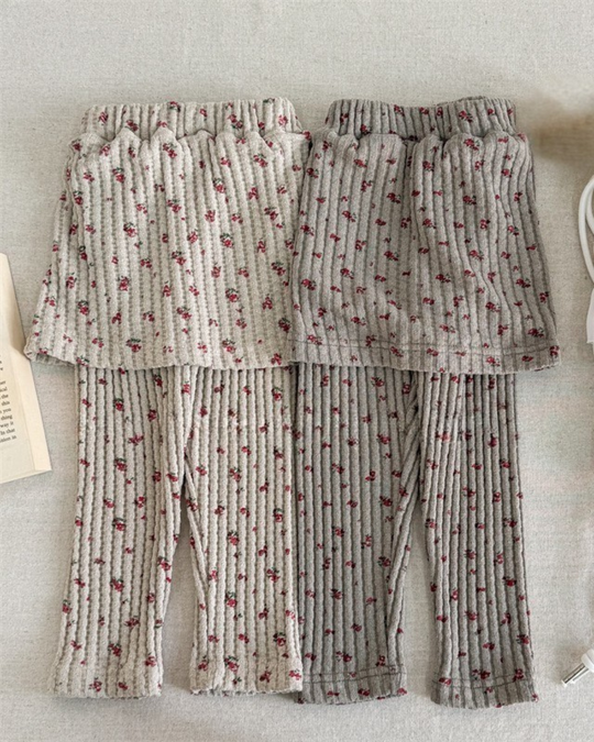 小花柄スカートリブパンツ