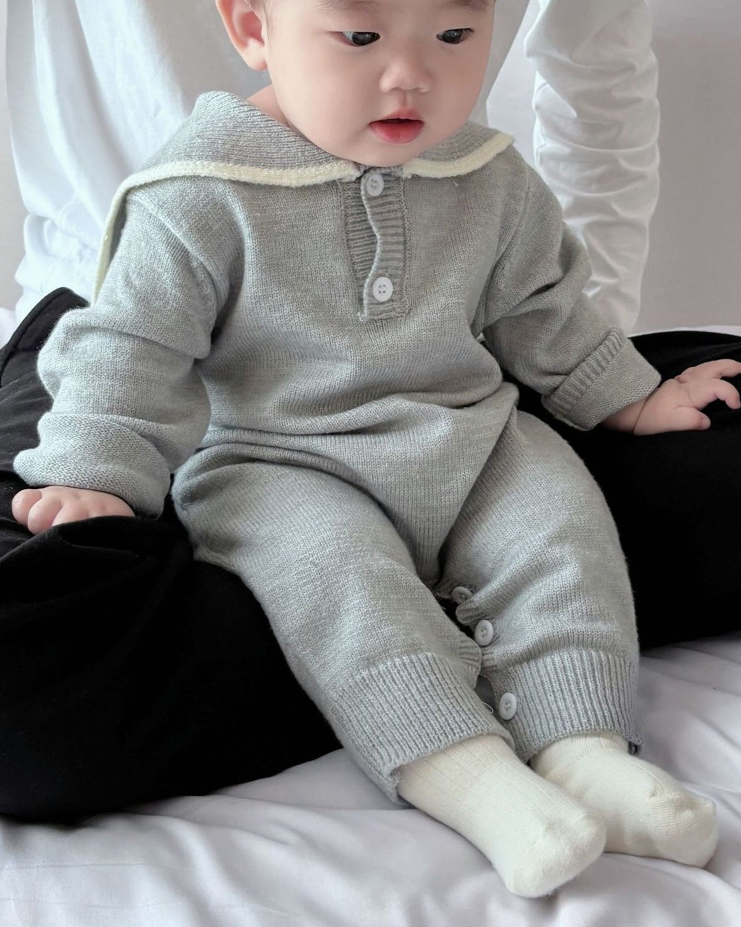 セーラーカラーニットカバーオール