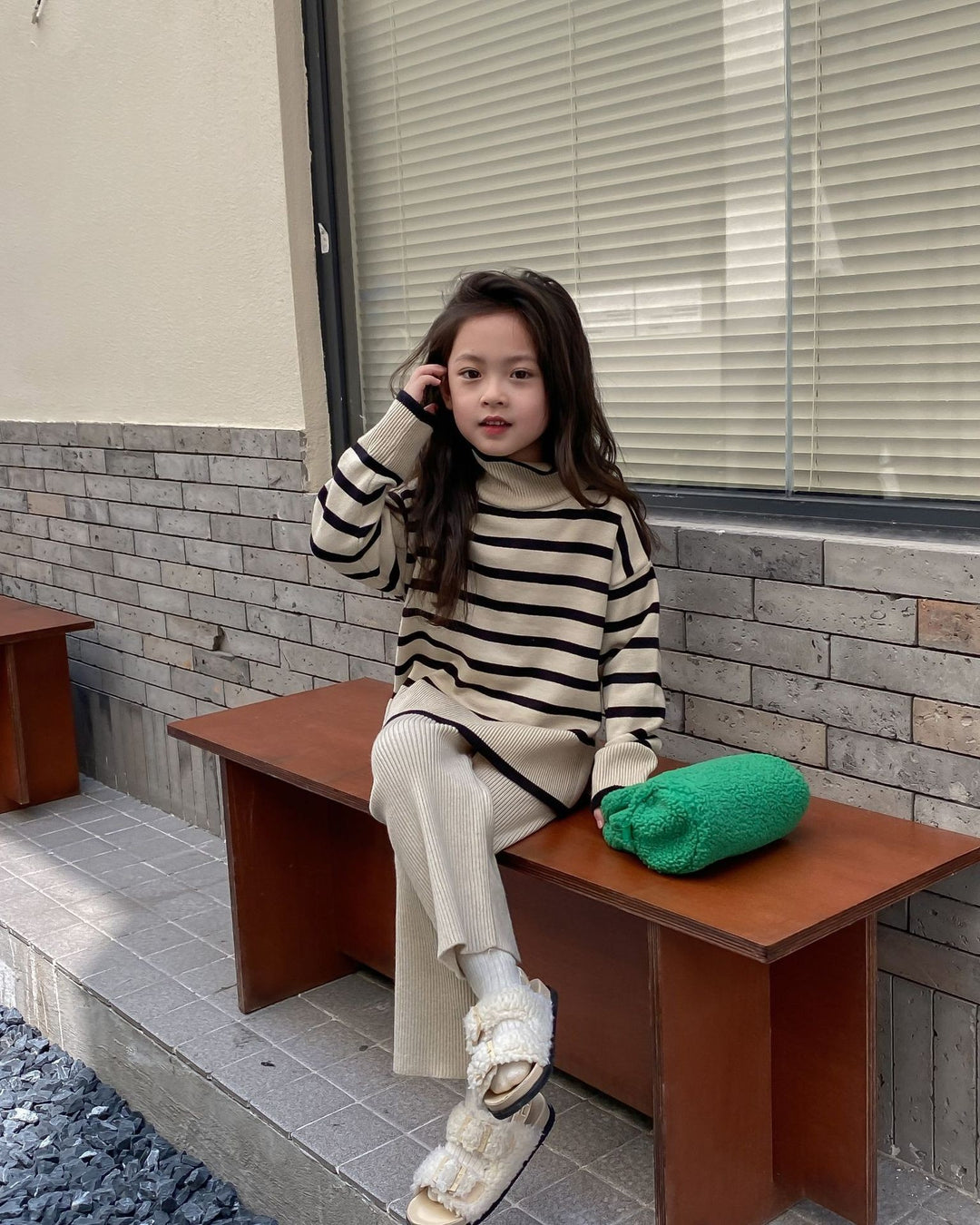 ボーダートップスニットセットアップ