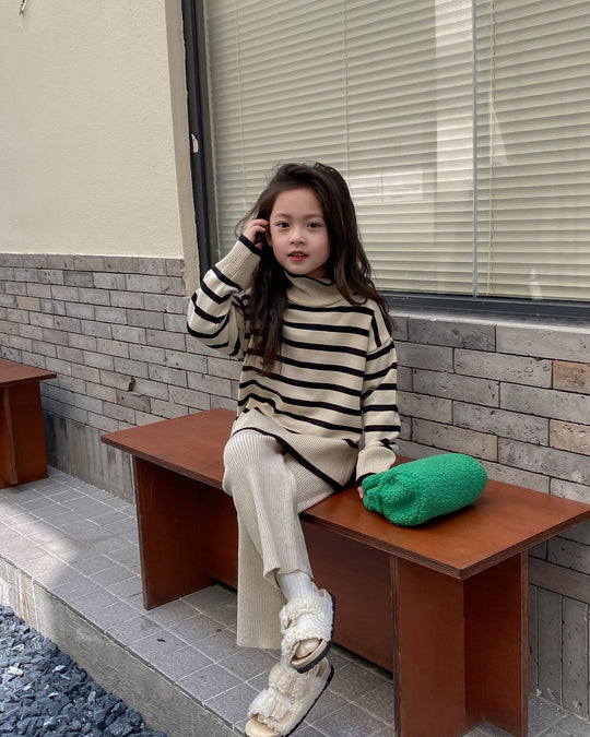 ボーダートップスニットセットアップ