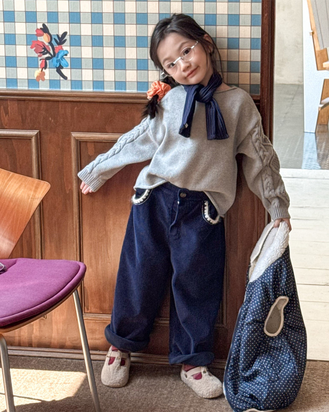 ステッチコーデュロイ裏起毛パンツ