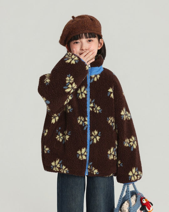 フラワーボアジップブルゾン