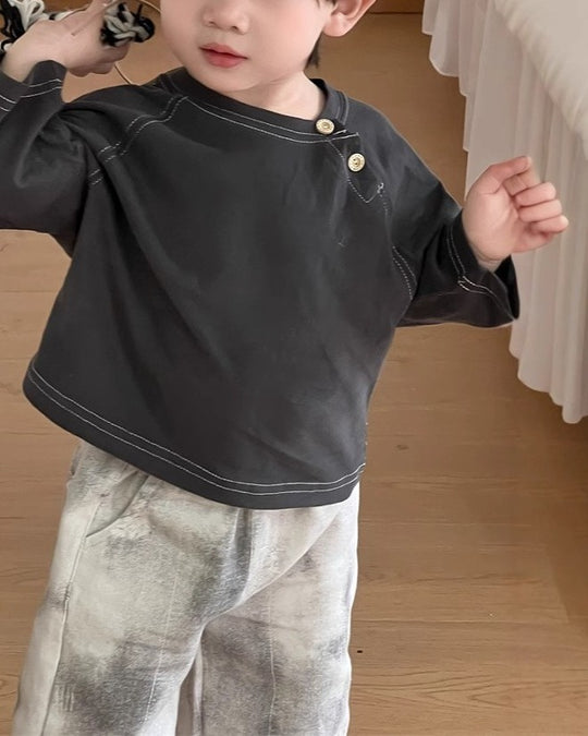 ステッチラグランヘンリーカットソー.