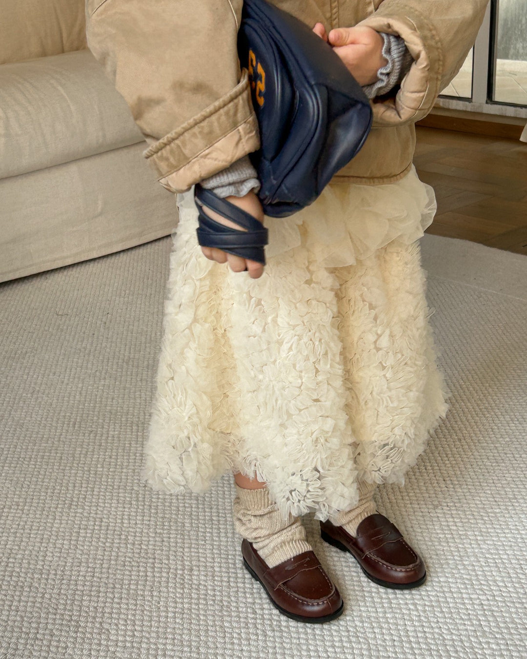 チュールフラワーレーススカート