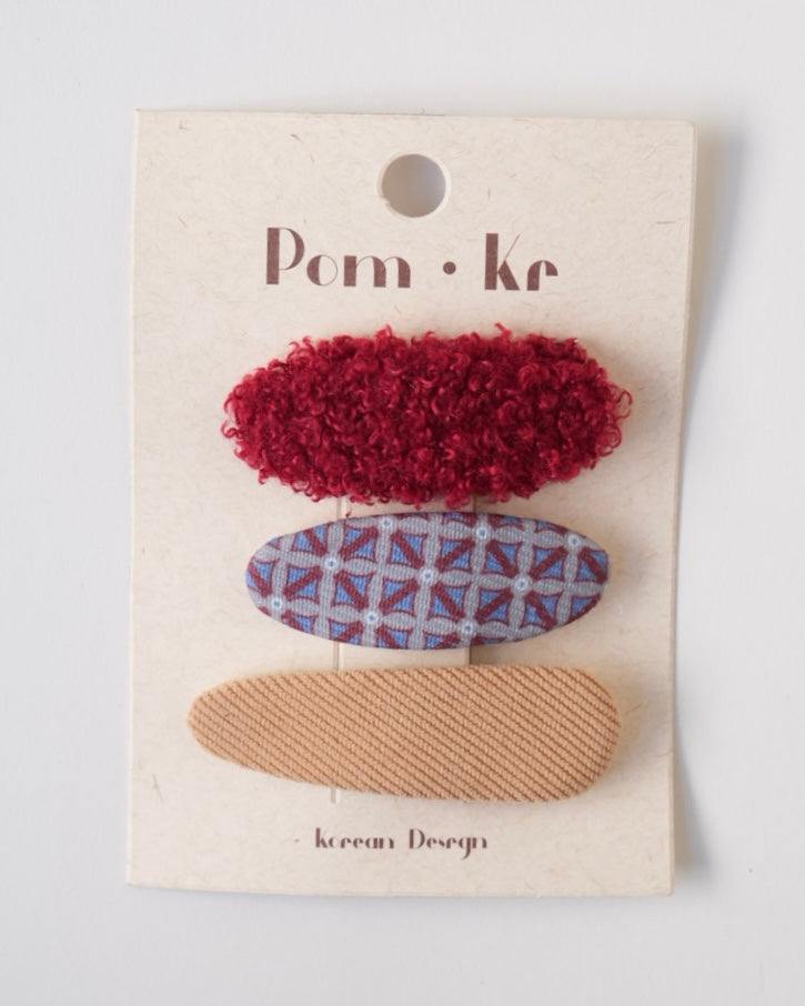 ボア×ファブリックパッチンピン