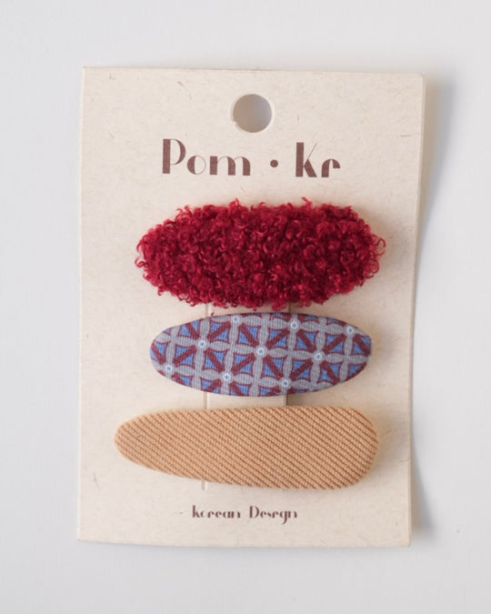 ボア×ファブリックパッチンピン