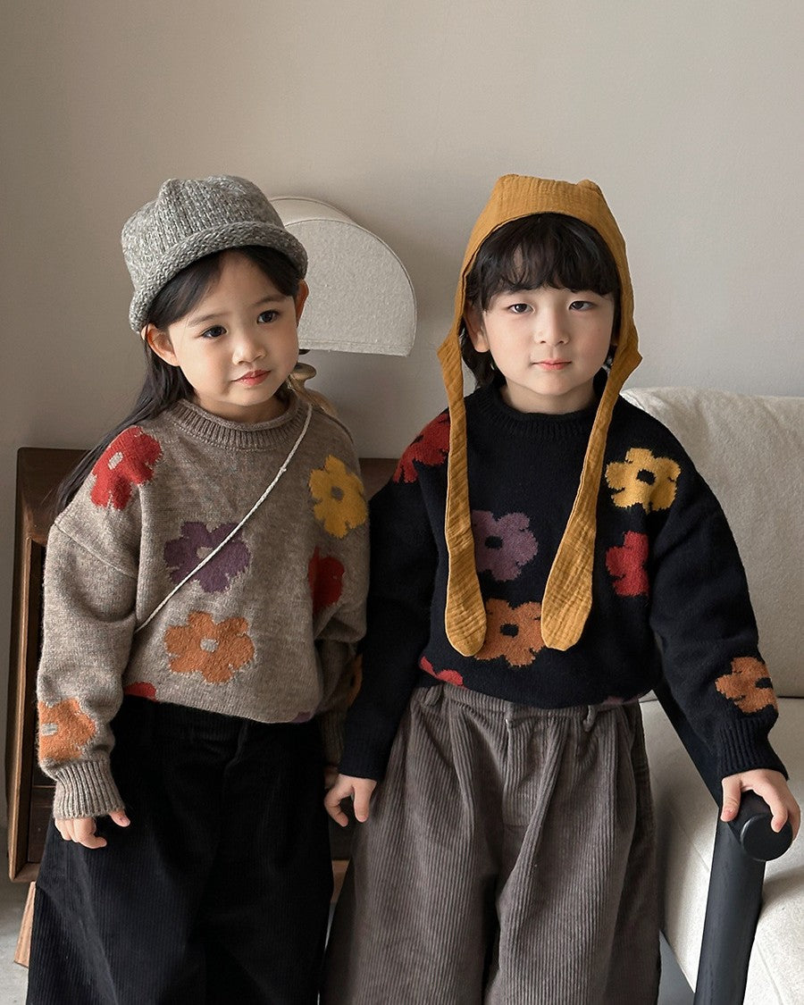 フラワージャガードニット