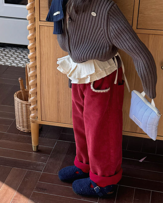 ステッチコーデュロイ裏起毛パンツ