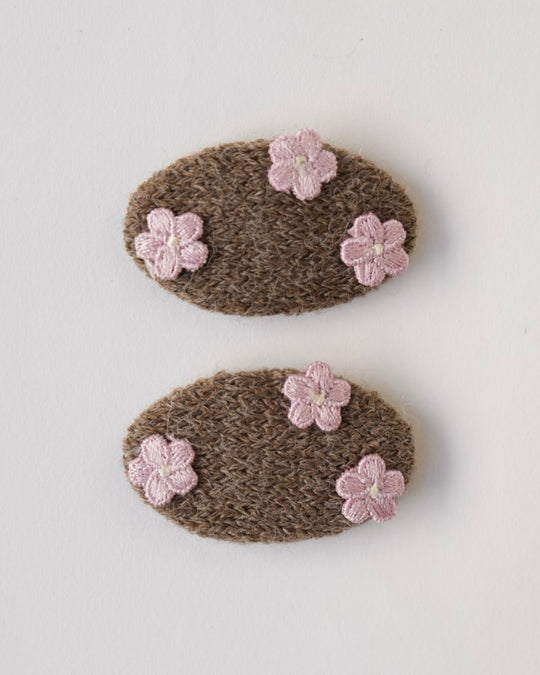 小花ニットパッチンピン