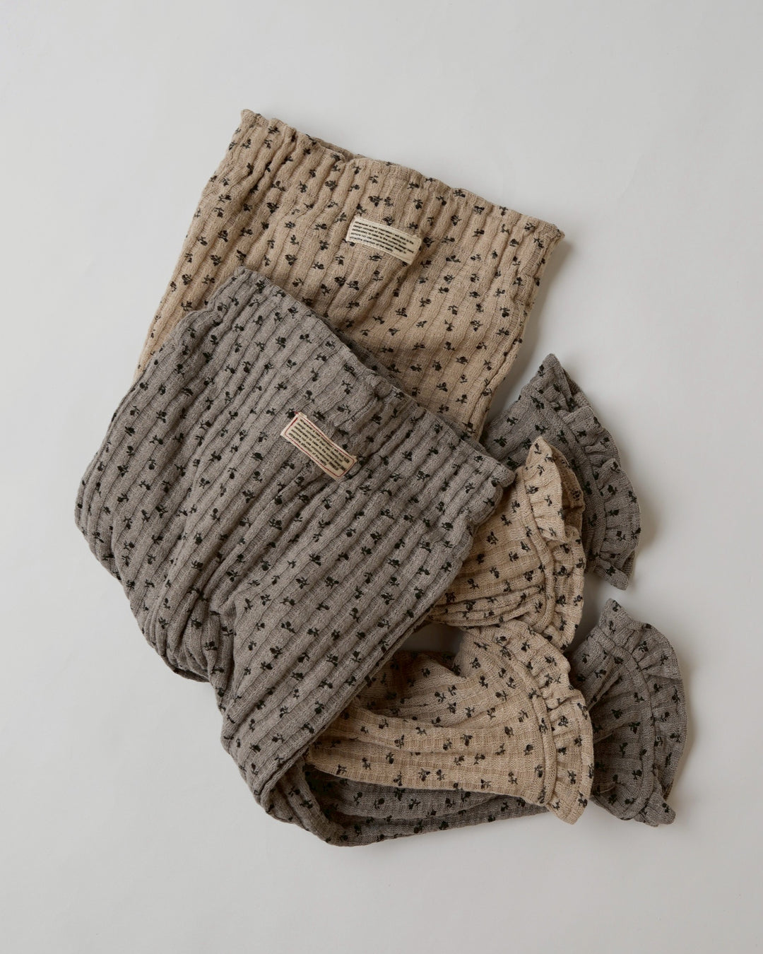 小花柄リブ裏起毛レギパン