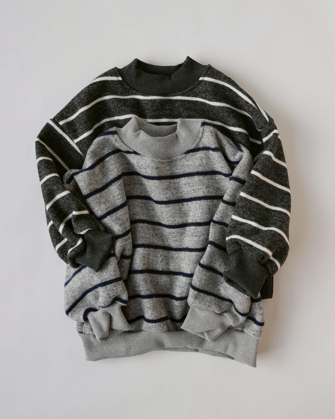 ボーダー裏起毛ニットスウェット