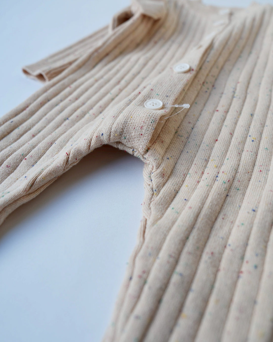 カラーネップフリルニットカバーオール