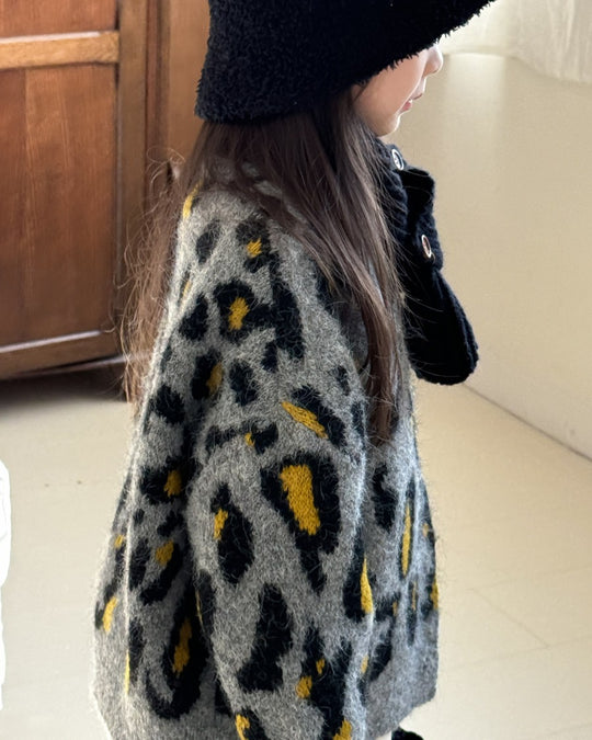 レオパードニットカーディガン
