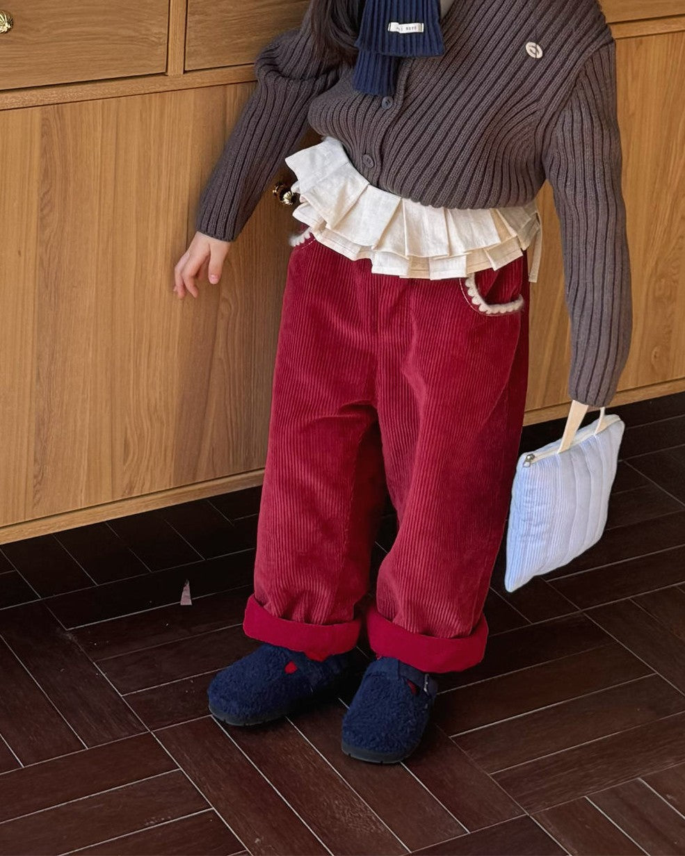 ステッチコーデュロイ裏起毛パンツ