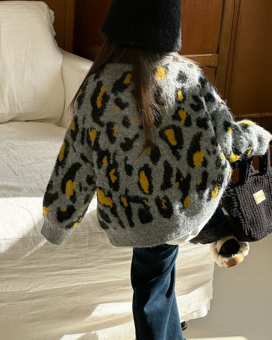 レオパードニットカーディガン