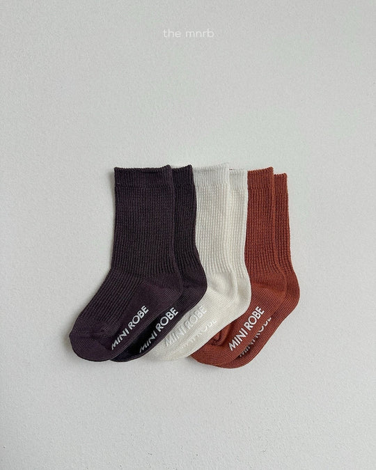 [minirobe]Basic Waffle Socks 3Set