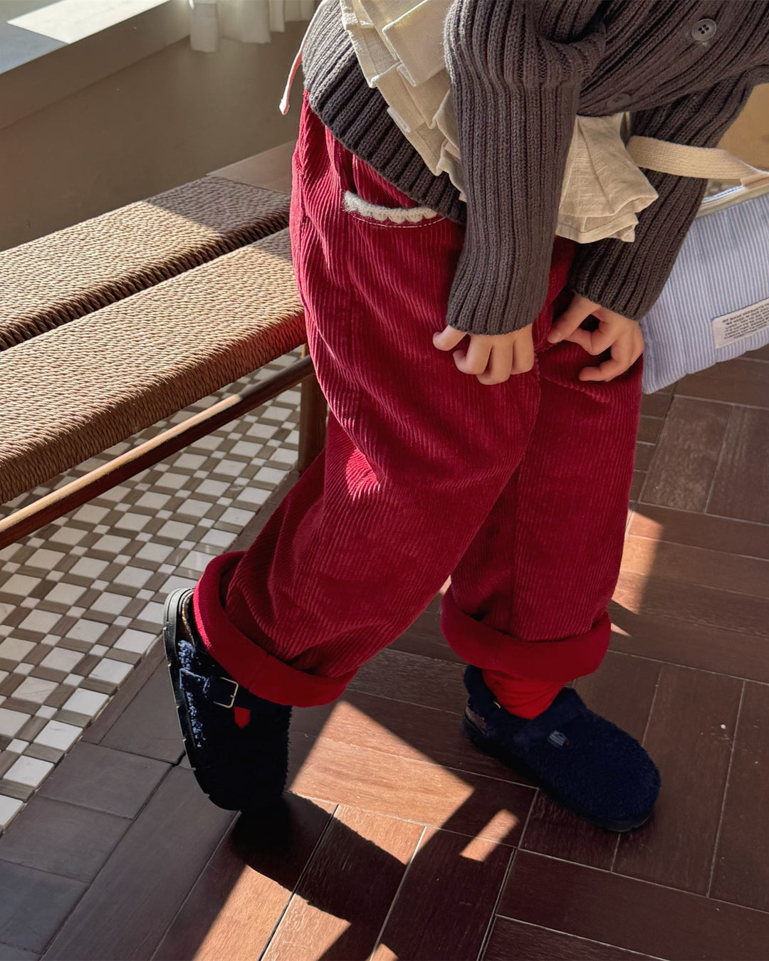 ステッチコーデュロイ裏起毛パンツ